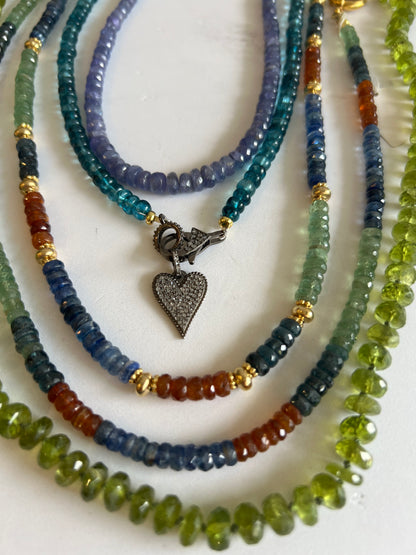 Black Diamond Heart  and Blue Topaz