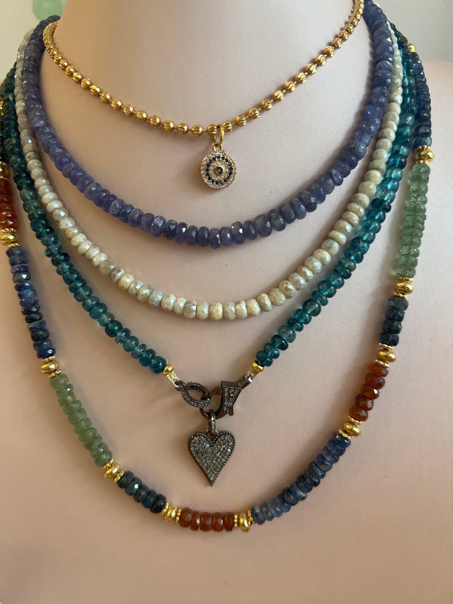 Black Diamond Heart  and Blue Topaz