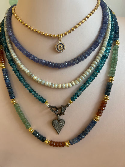 Black Diamond Heart  and Blue Topaz