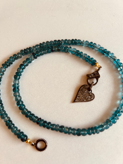 Black Diamond Heart  and Blue Topaz