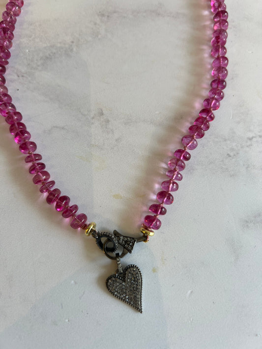Diamond heart in Pink Topaz